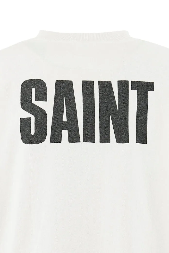 SAINT Mxxxxxx × FRIENDS FRD_SS TEE/FRIENDS/WHT American TV series Friends co-branded short-sleeves White stills TEE Beige S-XL Ready-made garments washed and distressed The top domestic printing factory God restored the correct accessories Friends co-branded wash mark Top purchasing level
